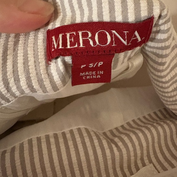 Merona Women's PS Gray Strapless A-line Striped Knee Length Dress - Picture 4 of 4